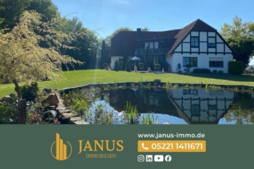 Exklusives Landhausanwesen in Alleinlage – Fernblick, Privatstraße, Schwimmteich und Saunahaus, 32602 Vlotho / Valdorf, Haus